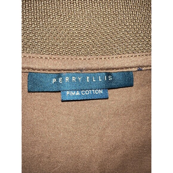 Perry Ellis Mens Shirt Brown XXL Polo Short Sleeve Luxury Pima Cotton Polka Dots - Picture 5 of 13